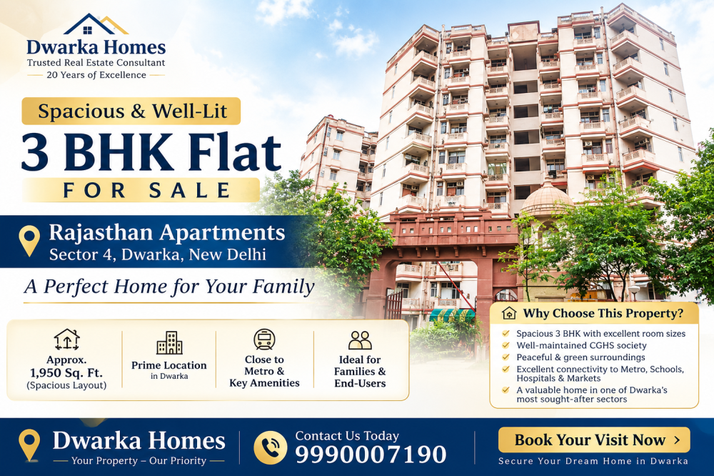 3 bhk flat for sale CGHS Rajasthan Apartments